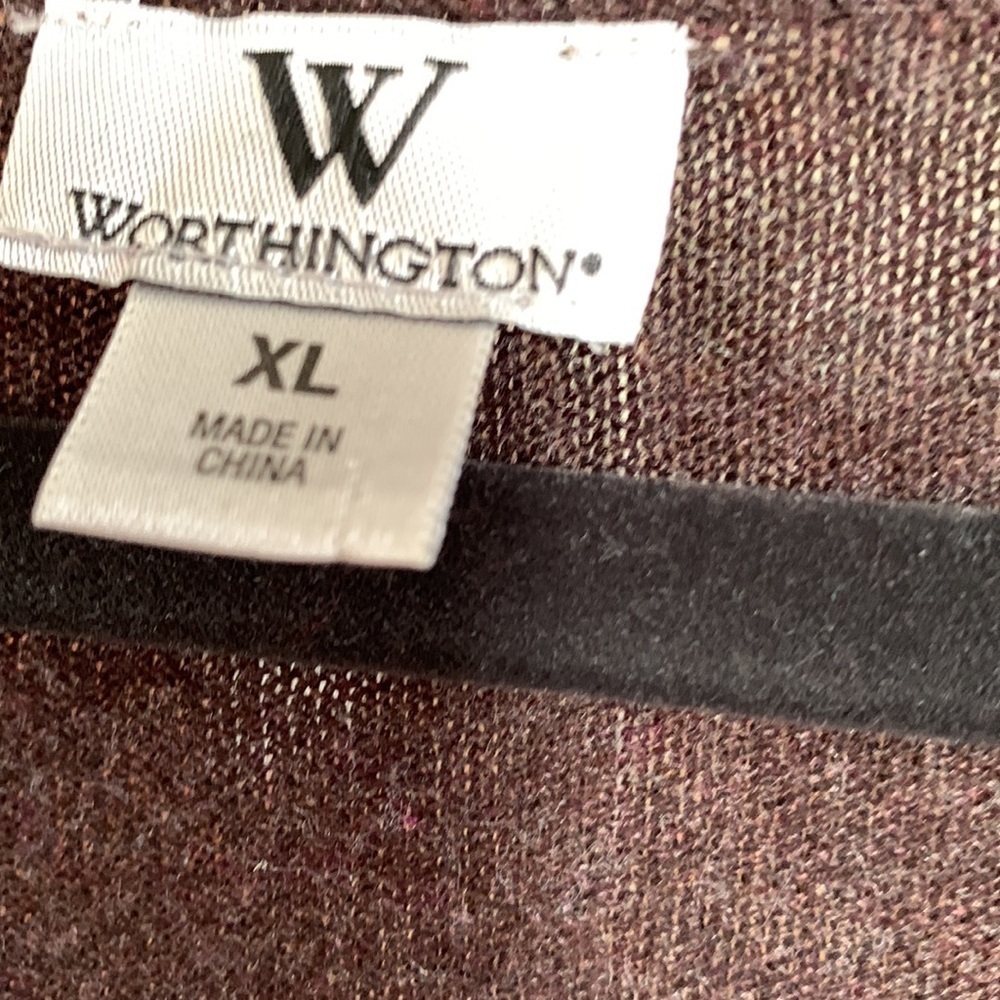 Worthington Chocolate Brown VNeck Sweater Size XL EUC Like New - Picture 3 of 5